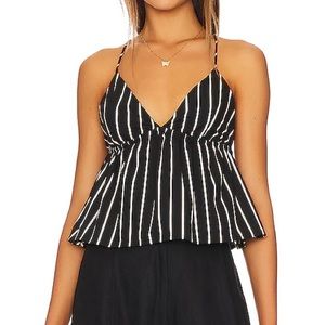 Faithfull the Brand Set Vilma Top and Sereno Shorts Adia Stripe Print Black NWT